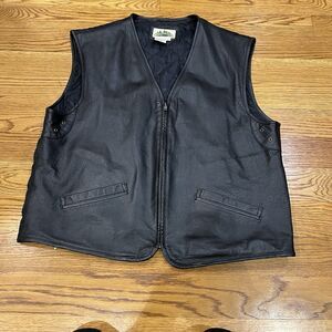 Mens Black Leather Vest Timber‎ Trail Size XL
